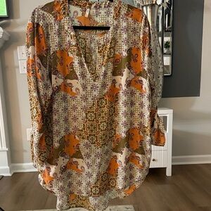 Cato Bohemian Print Women's Top - Multicolor sheer blouse rarely used.